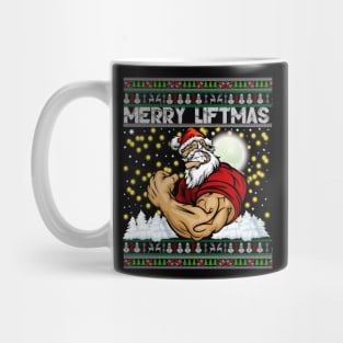 Merry Liftmas TShirt Ugly Christmas Sweater Gym Workout Mug